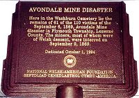 Avondale Mine Disaster Sign in Washburn Cemetery