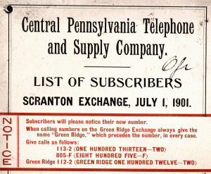 1901 Scranton Phone Book Cover