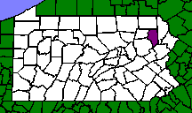 Map of PA with Lackawanna County Colored